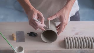 MUSIC HOW I make stoneware MUGS with HANDLE – The whole process – vapor03 [upl. by Siegfried]