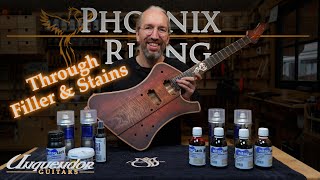 Filling and Staining the Phoenixs Fiery Finish  Phoenix Rising Guitar Building Series Episode 17 [upl. by Christiano]