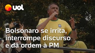 Bolsonaro se irrita e dá ordens à PM em discurso na Paulista Tirem o cabo da bateria desse carro [upl. by Bible]