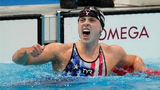 Katie Ledecky wins gold in 1500m freestyle with new Olympic record [upl. by Anyaled]