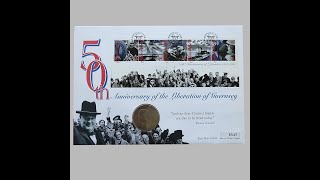 1995 Liberation of Guernsey 50th Anniversary WWII Crown Coin Cover  Guernsey First Day Cover [upl. by Andrien]