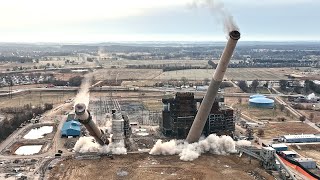 Elmer Smith Station Chimneys – Controlled Demolition Inc [upl. by Aroel]