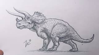 Drawing triceratops Рисуем Трицератопса [upl. by Lebasile]