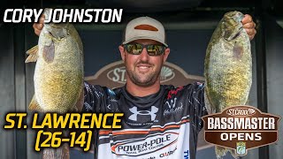 Bassmaster OPEN Cory Johnston leads Day 1 at St Lawrence River with 26 pounds 14 ounces [upl. by Ardnic509]