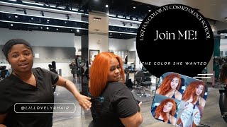 Fall hair color Last color client at Cos School school vlog [upl. by Olympie]