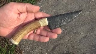 hafting an antler handle onto a stone knife [upl. by Larue66]