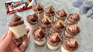 Kinder Bueno Dessert Shots Easy and yummy no bake mini dessert cups [upl. by Tnomel315]