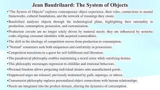 533 Jean Baudrillard quotThe System of Objectsquot [upl. by Armbrecht852]