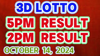 PCSO 3D LOTTO RESULT TODAY 5PM OCTOBER 14 2024 2nd DRAW  LOTTO RESULT 5PM [upl. by Snevets]