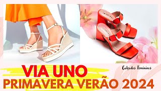 VIA UNO PRIMAVERA VERÃO 2024 NOVA COLEÇÃO DE SANDÁLIAS E SAPATOS SALTO ANABELA DE TENDÊNCIA [upl. by Solotsopa]