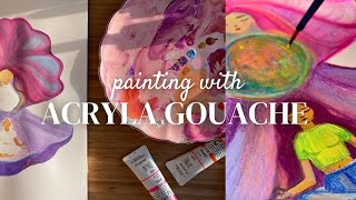 Art CHALLENGE First Time Painting with Acryla Gouache [upl. by Bouchier320]