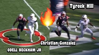 Tyreek Hill amp Odell Beckham Jr Vs Christian Gonzalez 🔥 WR Vs CB Odell Beckham Jr Dolphins ‘DEBUT’ [upl. by Jeffie]