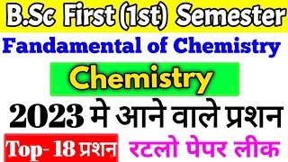 BSC 1st Year 1st semester Chemistry 2023 Important Question Bsc  Bsc  Bsc 1st semester [upl. by Tiphanie]