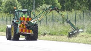 John Deere 7710 amp Massey Ferguson 7480 with spearhead buschcutter [upl. by Dexter]