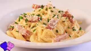 🍝ESPAGUETIS A LA CARBONARA CON NATA Y BACÓN🥓 [upl. by Delorenzo479]