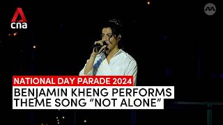 NDP 2024 Benjamin Kheng performs theme song “Not Alone” against fireworks backdrop [upl. by Meerak]