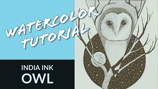 India Ink Painting Tutorial Owl [upl. by Biggs]