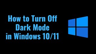 How to Turn off Dark Mode in Windows 10 in 2022 [upl. by Keraj]