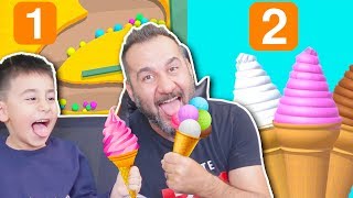 DONDURMA YAPMA VE RENKLİ TOPLARI TOPLAMA OYUNU OYNADIK  ICE CREAM INC VE SAND BALLS [upl. by Mufi]