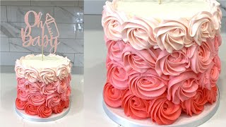 How to make a buttercream ombre rosette cake  Cake decorating tutorials  Sugarella Sweets [upl. by Glimp]