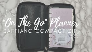 Saffiano Compact Zip Setup  quotOn The Goquot Planner  Filofax Personal Planner [upl. by Nolyad]