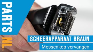 Scheerblad en messenkop vervangen van Braun scheerapparaat PartsNL uitleg [upl. by Zeus]