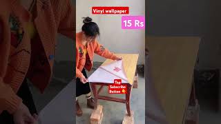 how to stick wallpaper for wall table wallpaper vinyl sheet wooden table viralshort shortfeed [upl. by Ellicul]