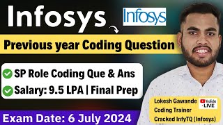 Infosys Specialist Programmer Previous Year Coding Question amp Solution  Final Preparation [upl. by Araes99]