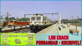 Porbandar  Kochuveli Express on its 2nd LHB Run  Train Announcement at Kollam [upl. by Ahseniuq]