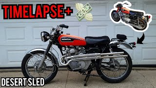 Desert Sled Timelapse Build and Cost  1972 Honda CB Budget Custom Scrambler barnfind scrambler [upl. by Htelimay]