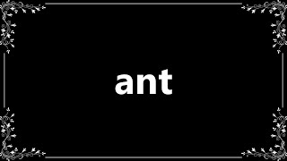 Ant  Definition and How To Pronounce [upl. by Sileray177]