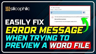 Fix Word Preview Error  quotThis File Cant Be Previewedquot  Microsoft Office Tutorial [upl. by Teevens]