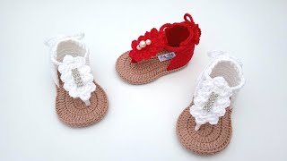 SANDÁLIA DE CROCHÊ PARA BEBÊ  TAMANHO 9CM70 PONTOS [upl. by Voletta]