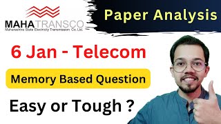 🛑 Mahatransco Memory Based Questions  6 Jan Telecommunication  Easy or tough [upl. by Niabi]