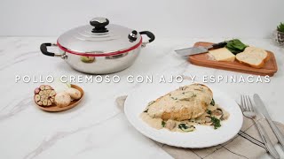 Pollo Cremoso al Ajo con Espinacas [upl. by Hamforrd37]