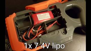 Nerf Hyperfire 4x D batteries vs 74v lipo [upl. by Latisha]