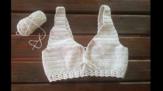 CANOTTIERA ALLUNCINETTO come fare passo passo 6  How to crochet a crop top [upl. by Nuri]