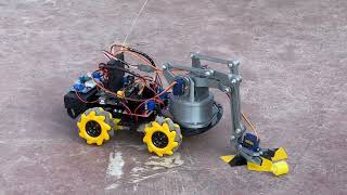 ps2 controls arduino to drive mecanum wheel robot four degrees of freedom manipulator arm [upl. by Ytinav]