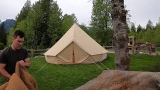 Double Extra Large 7 Meter 23ft Bell Tent First Setup [upl. by Anerdna]