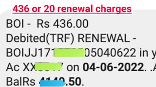 BOI rs 436 debited renewal charges kya hairenewal charges in bank of india [upl. by Scotney]