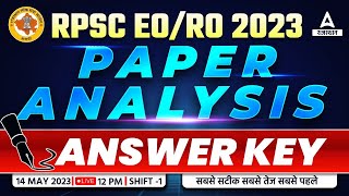 RPSC EO RO Answer Key amp Paper Analysis  1st Shift 14 May 2023  EORO Paper Solution 2023  Adda247 [upl. by Ainesy400]