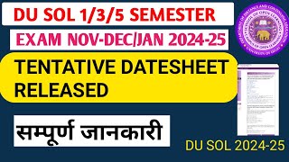 Du sol 135th semester tentative datesheet released Decjan 202425 [upl. by Redwine]