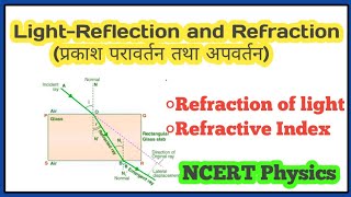 Light Reflection and Refraction Refraction of lightRefractive index explanation Class 10 NCERT [upl. by Mcbride]