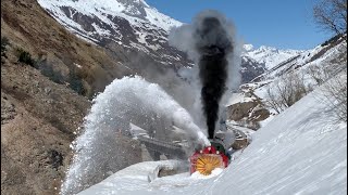 DFB Dampfschneeschleuder R12 im Frühlingsschnee 2021 Steam snow plough in the swiss mountains [upl. by Blake]