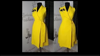 How To Sew A ShawlRoll Up Collar Dress with Stylish Side Pleats [upl. by Airtened]