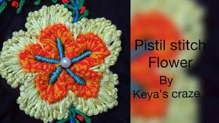 Tutorial no135  Pistil stitch  Embroidery with knot stitch variation and cable chain [upl. by Eiramaneet621]