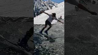 Getting Splashed Pond Skim  Water Slide Challenge Grimentz 19 skiing ski switzerland suisse [upl. by Llenod]