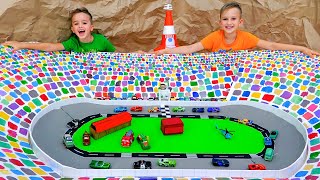 Vlad and Niki play with Toy Cars and build Speedway Track [upl. by Zashin]