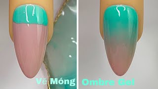 Green amp Nude Ombre Gel Nails Art For Beginner 💖Vẽ Ombre Gel 💅New Nails Design 💝 New Nails [upl. by Humberto]