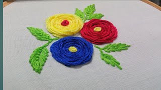 Beautiful 3d embroidery design 🔥🌺 hand embroidery designs for beginners [upl. by Eisnyl24]